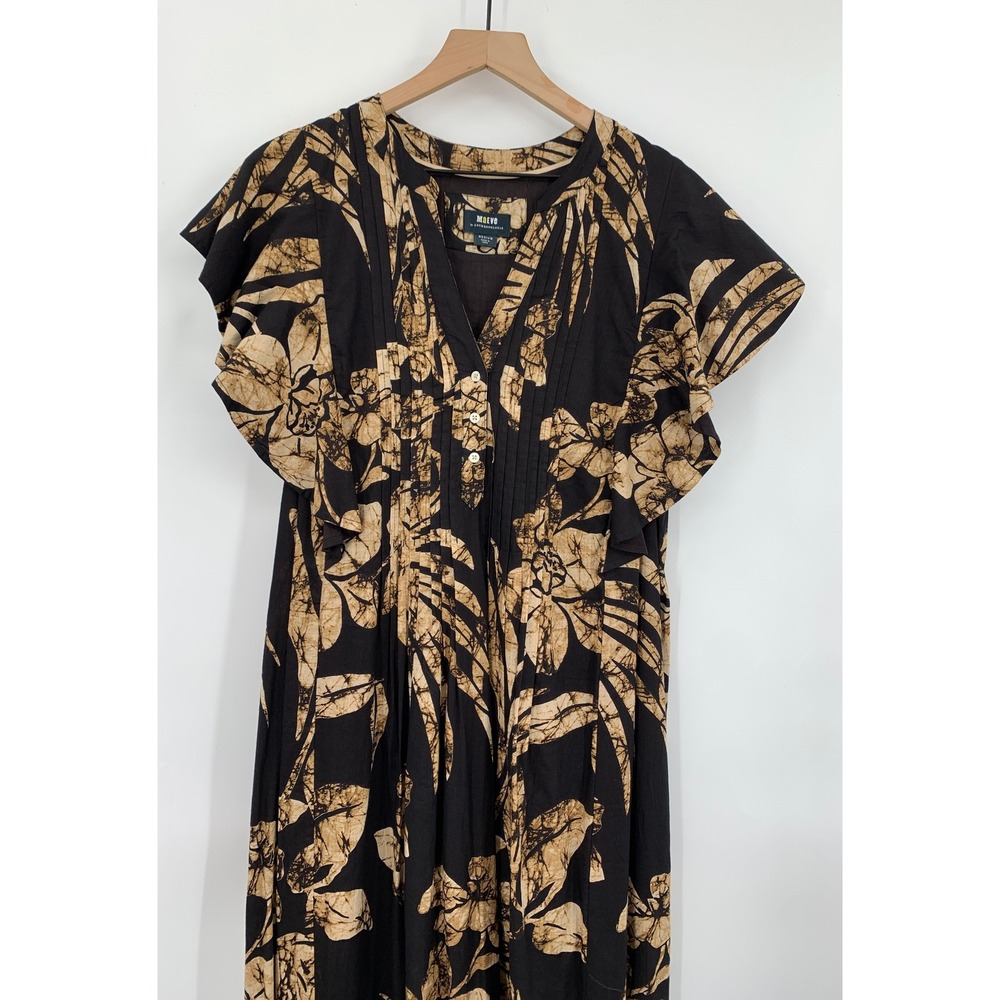 Maeve Anthropologie Dress Womens Medium Black Brown Floral Maxi Boho Summer - Picture 2 of 10